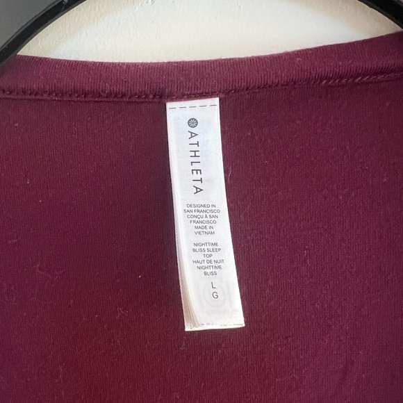 Athleta Nighttime Bliss Sleep Top in Deep Burgundy, Size L - Picture 7 of 8